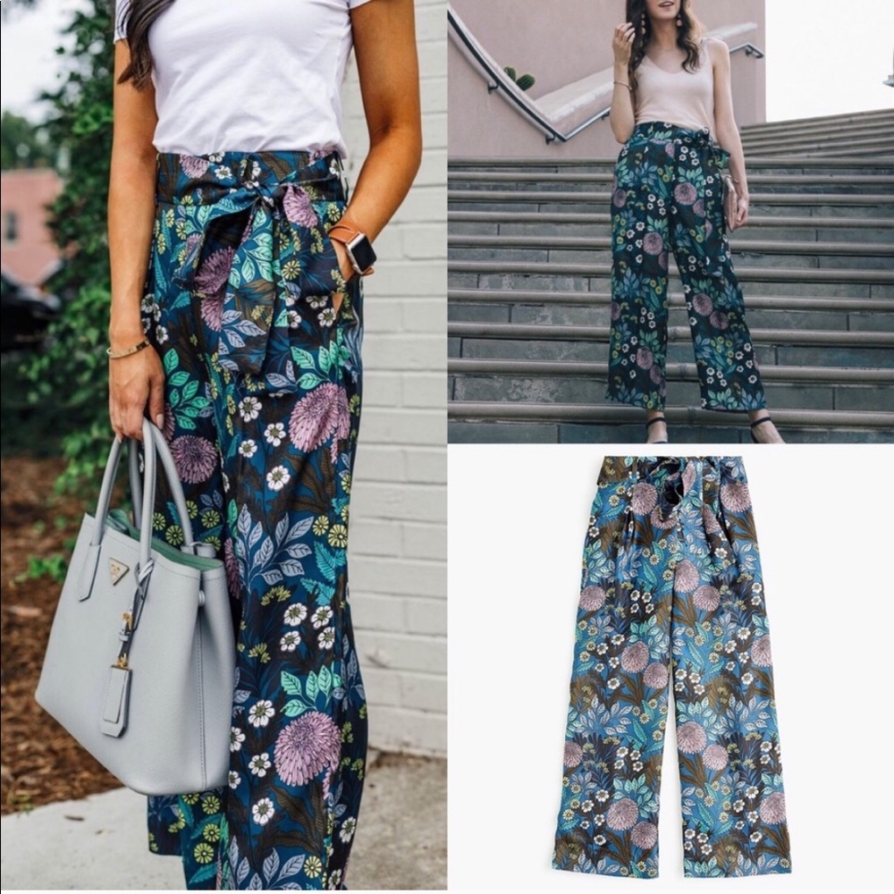 NWT J.Crew Abigail Borg silk wide leg pants
